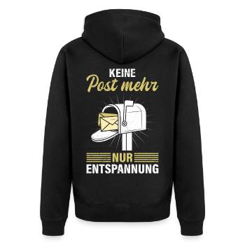 Postmen NO MORE MAIL JUST RELAXATION - Unisex Premium Organic Zip Hoodie - black - Back - Nico (187cm)