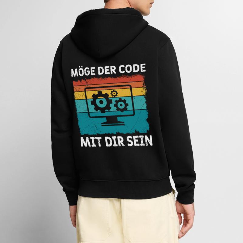 Nerd Computer MÖGE DER CODE MIT DIR SEIN LUSTIG Unisex Premium Bio Zip Hoodie