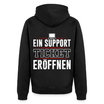 Coder EIN SUPPORT TICKET ERÖFFNEN LUSTIG - Unisex Premium Bio Zip Hoodie - Schwarz - Hinten - Nico (187cm)