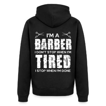 Barber Spirit: Don't Stop When Tired - Veste à capuche bio Premium Unisexe - noir - Dos - Nico (187cm)