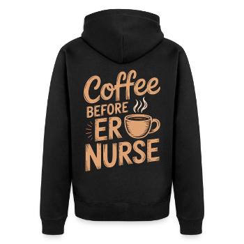 ER Nurse Coffee Before Emergency Room Coffee Lover - Unisex Premium Bio Zip Hoodie - Schwarz - Hinten - Nico (187cm)