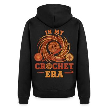 À l’époque du crochet, fil drôle d’amoureux du crochet - Veste à capuche bio Premium Unisexe - noir - Dos - Nico (187cm)