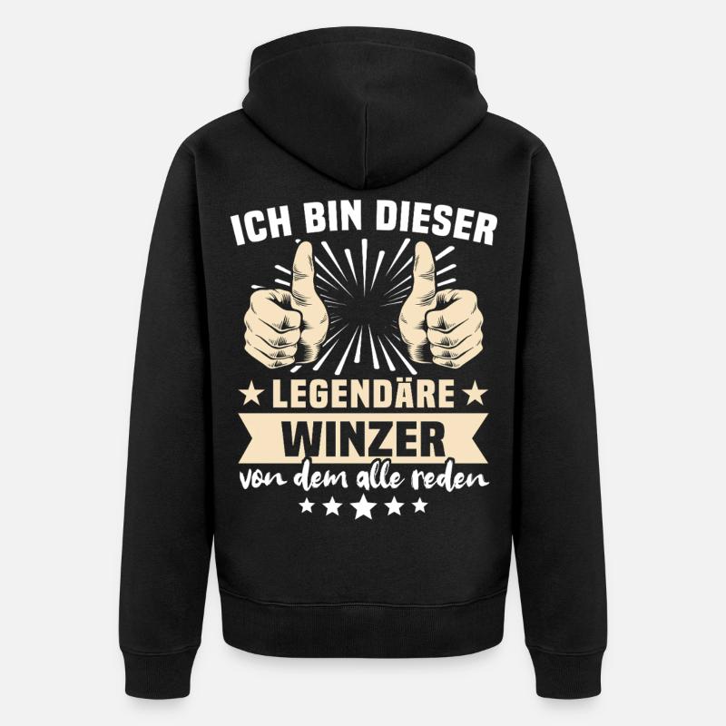 Winzer Sprüche - Unisex Premium Bio Zip Hoodie - Schwarz