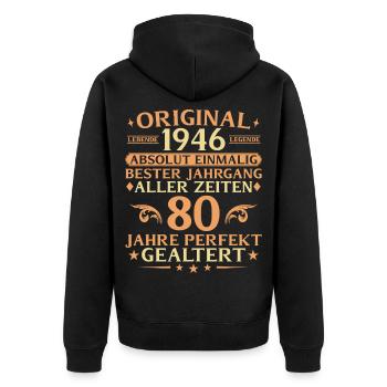 80 Years Perfectly Aged Vintage 1946 - Unisex Premium Organic Zip Hoodie - black - Back - Nico (187cm)