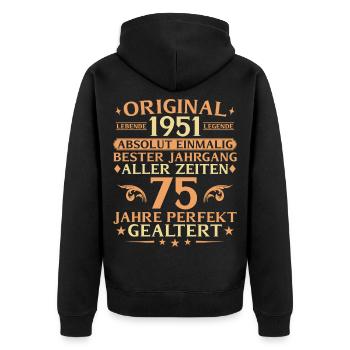 75 years perfectly aged vintage 1951 - Unisex Premium Organic Zip Hoodie - black - Back - Nico (187cm)