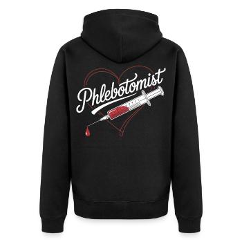Phlebotomist Heart Injection - Unisex Premium Organic Zip Hoodie - black - Back - Nico (187cm)