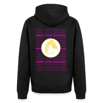 Occupez-vous de vos affaires – Minimal sarcastique de design - Veste à capuche bio Premium Unisexe - noir - Dos - Nico (187cm)