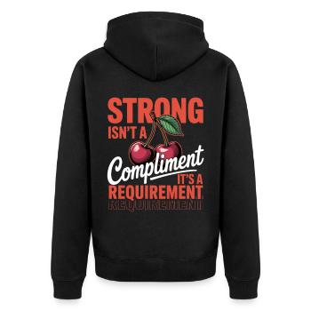 Frauentag Feminismus Tired Isnt My Personality - Unisex Premium Bio Zip Hoodie - Schwarz - Hinten - Nico (187cm)