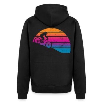 Hrvatska Fussball - Unisex Premium Bio Zip Hoodie - Schwarz - Hinten - Nico (187cm)
