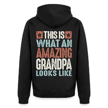 So sieht ein großartiger Opa aus, wenn er stolz ist - Unisex Premium Bio Zip Hoodie - Schwarz - Hinten - Nico (187cm)