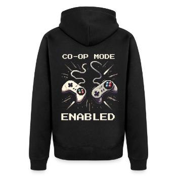 Co-Op Mode Active | Teamwork Social Work - Unisex Premium Organic Zip Hoodie - black - Back - Nico (187cm)