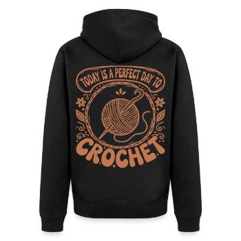 Aujourd’hui est un jour parfait pour crocheter de façon drôle - Veste à capuche bio Premium Unisexe - noir - Dos - Nico (187cm)