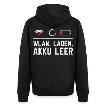 Coder WiFi. LOADING. BATTERY EMPTY FUNNY - Unisex Premium Organic Zip Hoodie - black - Back - Nico (187cm)