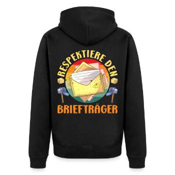 Les livreurs de colis RESPECTENT LE FACTEUR LUSTIG - Veste à capuche bio Premium Unisexe - noir - Dos - Nico (187cm)