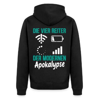 Nerd THE FOUR MODERN HORSEMEN OF THE APOCALYPSE - Unisex Premium Organic Zip Hoodie - black - Back - Nico (187cm)