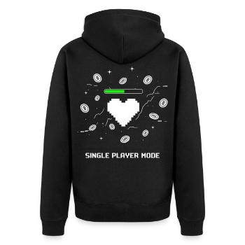 Single Player Mode Gamer Heart - Unisex Premium Organic Zip Hoodie - black - Back - Nico (187cm)