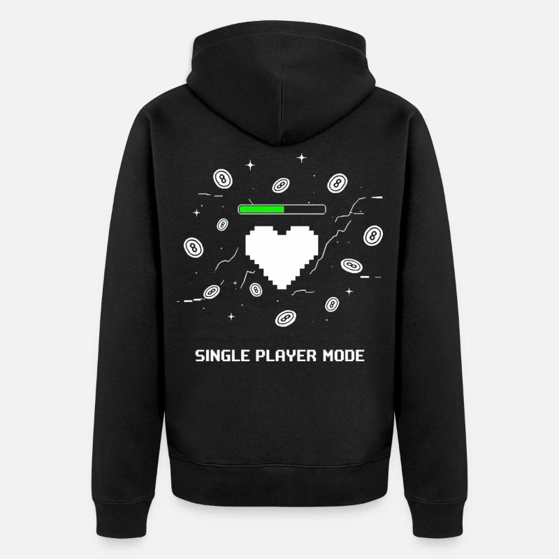 Single Player Mode Gamer Herz - Unisex Premium Bio Zip Hoodie - Schwarz