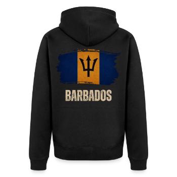 Drapeau grunge de la Barbade, j’adore la Barbade - Veste à capuche bio Premium Unisexe - noir - Dos - Nico (187cm)