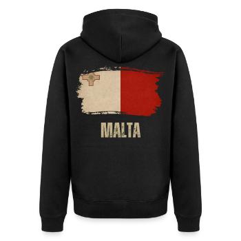 Drapeau grunge maltais, j’adore Malte - Veste à capuche bio Premium Unisexe - noir - Dos - Nico (187cm)