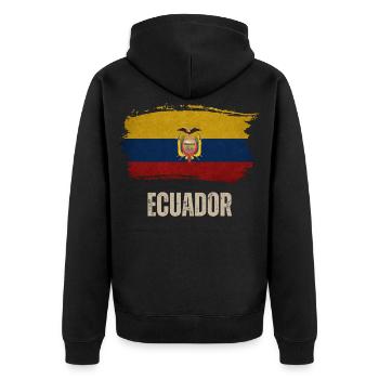 Drapeau grunge de l’Équateur, j’adore l’Équateur - Veste à capuche bio Premium Unisexe - noir - Dos - Nico (187cm)