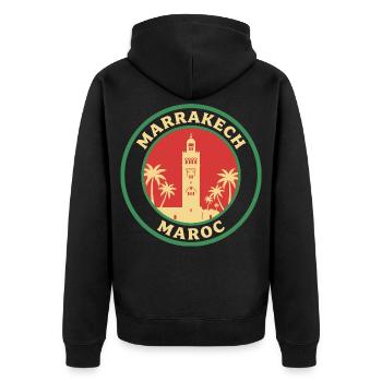 Marrakech Maroc Marocain Marocaine - Veste à capuche bio Premium Unisexe - noir - Dos - Nico (187cm)
