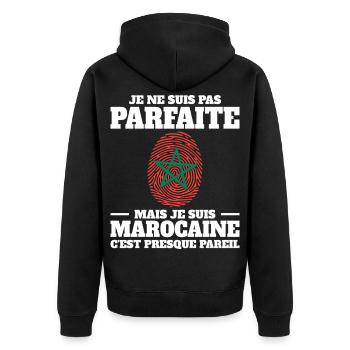 Ich bin eine marokkanische Frau mit Marokko-DNA - Unisex Premium Bio Zip Hoodie - Schwarz - Hinten - Nico (187cm)
