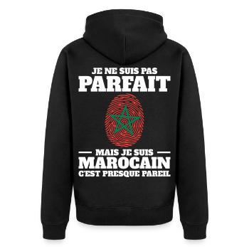 Ich bin marokkanischer Mann – DNA von Marokko - Unisex Premium Bio Zip Hoodie - Schwarz - Hinten - Nico (187cm)