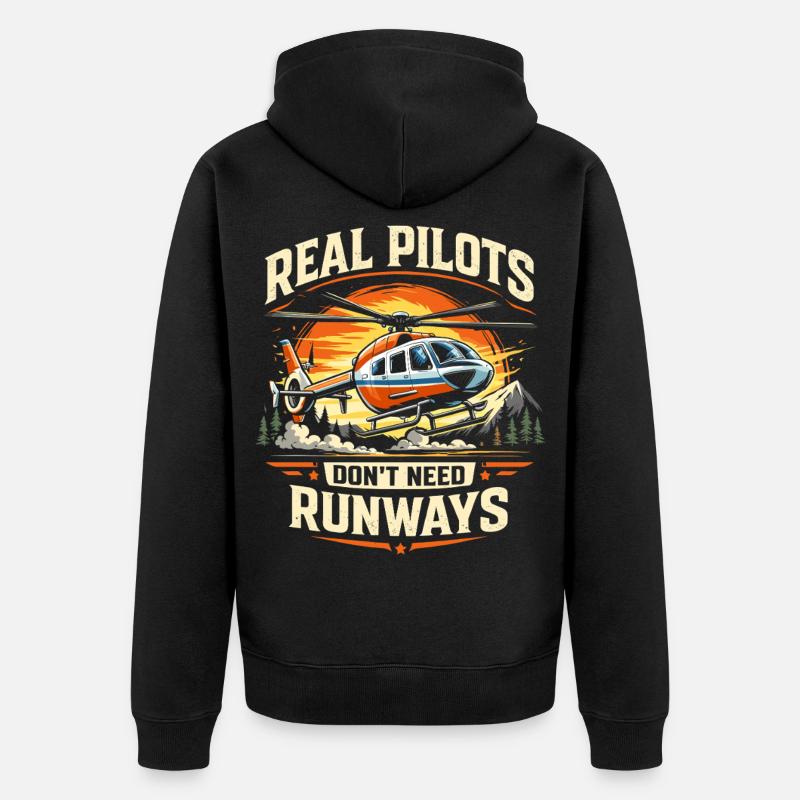 Hubschrauberpilot Helikopterpilot - Unisex Premium Bio Zip Hoodie - Schwarz