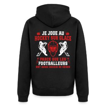 je joue au hockey sur glace cadeau drôle hockey - Veste à capuche bio Premium Unisexe - noir - Dos - Nico (187cm)