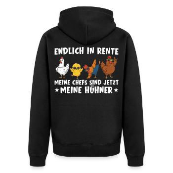 Retirement, my bosses are my chickens - Unisex Premium Organic Zip Hoodie - black - Back - Nico (187cm)