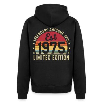 51st Anniversary - Vintage Gift 1975 - Unisex Premium Organic Zip Hoodie - black - Back - Nico (187cm)
