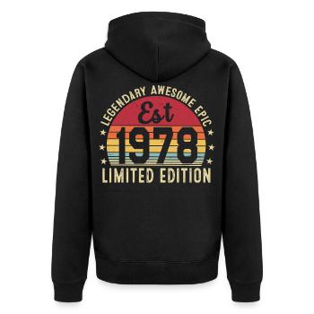 48th Anniversary - Vintage Gift 1978 - Unisex Premium Organic Zip Hoodie - black - Back - Nico (187cm)