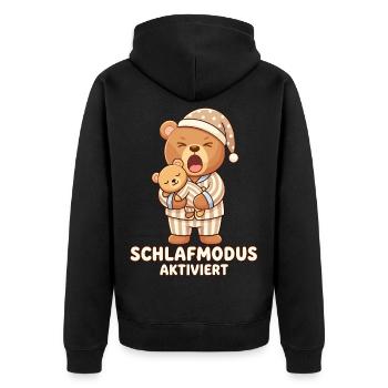Sleep Shirt Sleeping Pajamas Teddy Bear Sleep Mode - Unisex Premium Organic Zip Hoodie - black - Back - Nico (187cm)