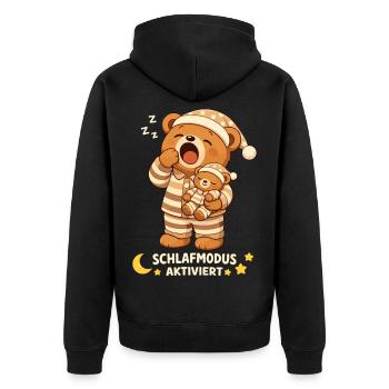 Sleep Shirt Sleeping Pajamas Teddy Bear Sleep Mode - Unisex Premium Organic Zip Hoodie - black - Back - Nico (187cm)