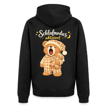 Sleep Shirt Sleeping Pajamas Teddy Bear Sleep Mode - Unisex Premium Organic Zip Hoodie - black - Back - Nico (187cm)