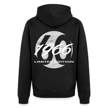60th Birthday 1966 Gift for Men and Women - Unisex Premium Organic Zip Hoodie - black - Back - Nico (187cm)