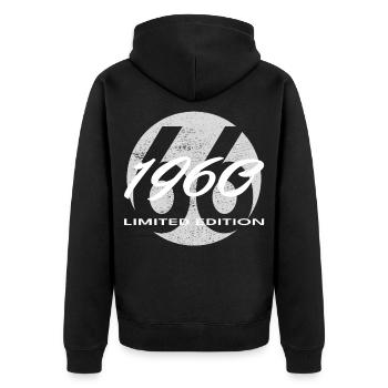 66th Birthday 1960 Gift for Men and Women - Unisex Premium Organic Zip Hoodie - black - Back - Nico (187cm)