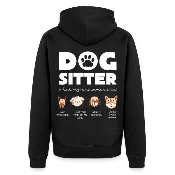 Dog Sitter Humor: Cute Dogs Drawing - Unisex Premium Organic Zip Hoodie - black - Back - Nico (187cm)