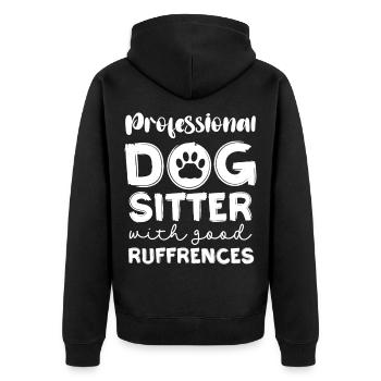 Hundesitter mit guten Referenzen - Unisex Premium Bio Zip Hoodie - Schwarz - Hinten - Nico (187cm)