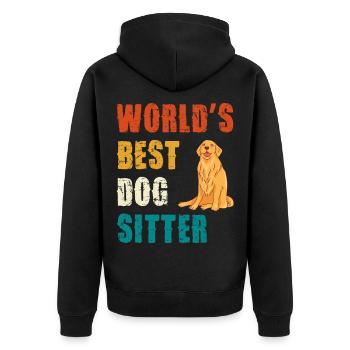Weltbester Hundesitter - Unisex Premium Bio Zip Hoodie - Schwarz - Hinten - Nico (187cm)