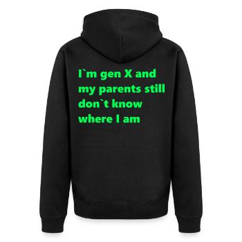 GenX - Unisex Premium Bio Zip Hoodie - Schwarz - Hinten - Nico (187cm)