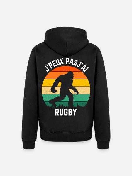 Sasquatch Rugby Retro Sun - Unisex Premium Organic Zip Hoodie - black