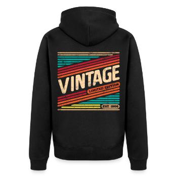 Vintage 1966 - Unisex Premium Bio Zip Hoodie - Schwarz - Hinten - Nico (187cm)