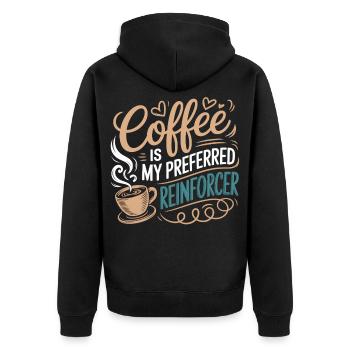 Coffee as the preferred Reinforcer - Unisex Premium Organic Zip Hoodie - black - Back - Nico (187cm)