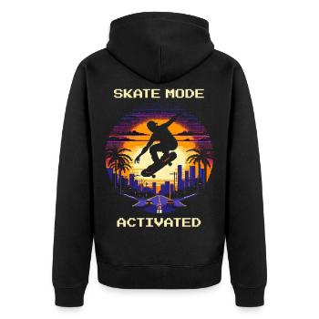 Skate Mode aktiviert | Skateboarding - Unisex Premium Bio Zip Hoodie - Schwarz - Hinten - Nico (187cm)
