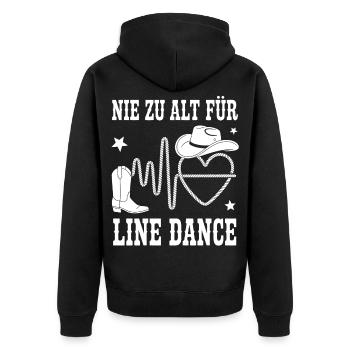 Never too old for line dancing - Unisex Premium Organic Zip Hoodie - black - Back - Nico (187cm)