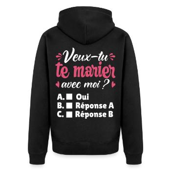 Marriage Proposal Romantic Couple Valentine's Day - Unisex Premium Organic Zip Hoodie - black - Back - Nico (187cm)
