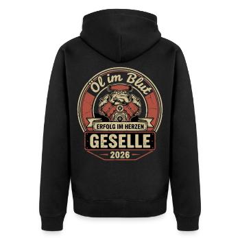 Journeyman 2026 Oil in the blood - Unisex Premium Organic Zip Hoodie - black - Back - Nico (187cm)