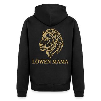 Löwenmama Löwenkopf Stolze Mutter - Unisex Premium Bio Zip Hoodie - Schwarz - Hinten - Nico (187cm)