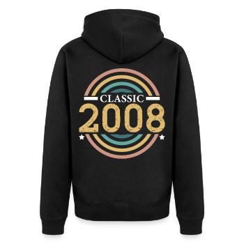 Classic 2008 Birthday 18 Year Old Year Birth - Unisex Premium Organic Zip Hoodie - black - Back - Nico (187cm)